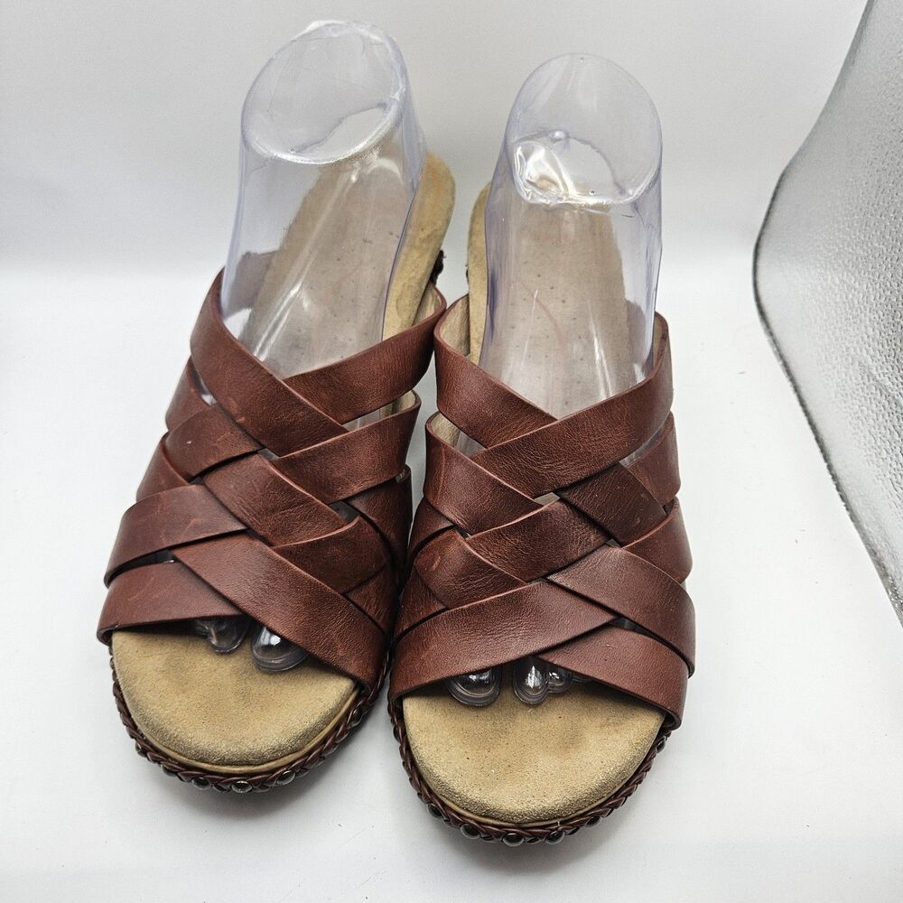 Dansko Womens Brown Tory Wood Block Stud‎ Heel Summer Travel Casual Sz US 11